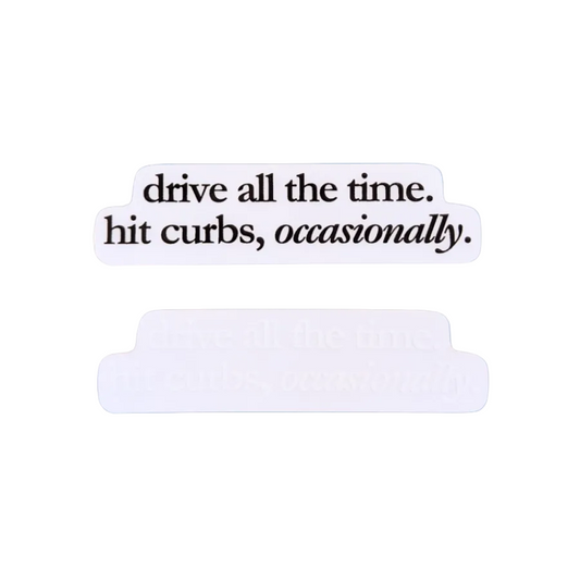Text sticker with humorous message on a blue background