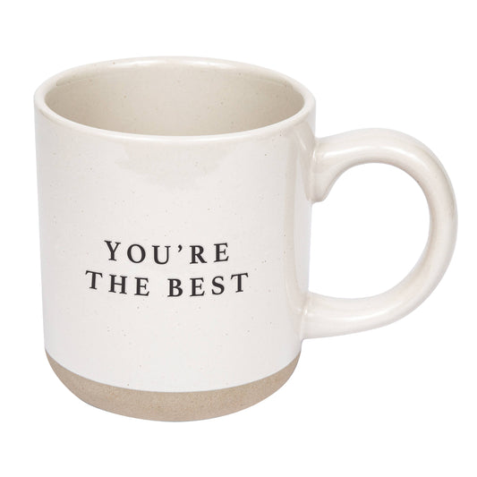 White mug with 'YOU'RE THE BEST' text on a white background
