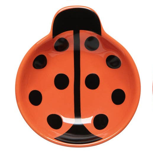Orange Lady bug shaped bowl on a white background