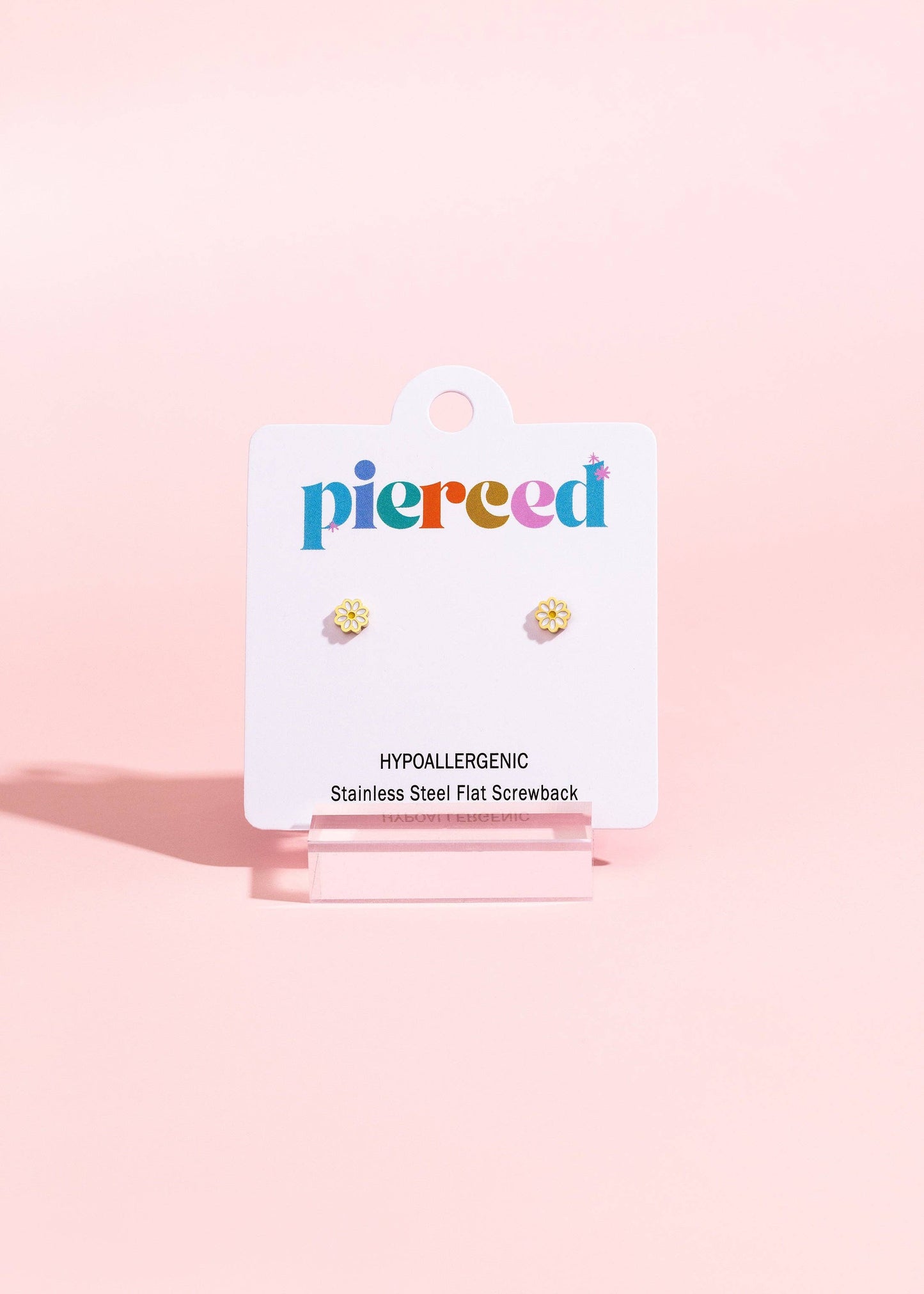 Pierced Co. Flatback Earrings- Tiny White Daisy