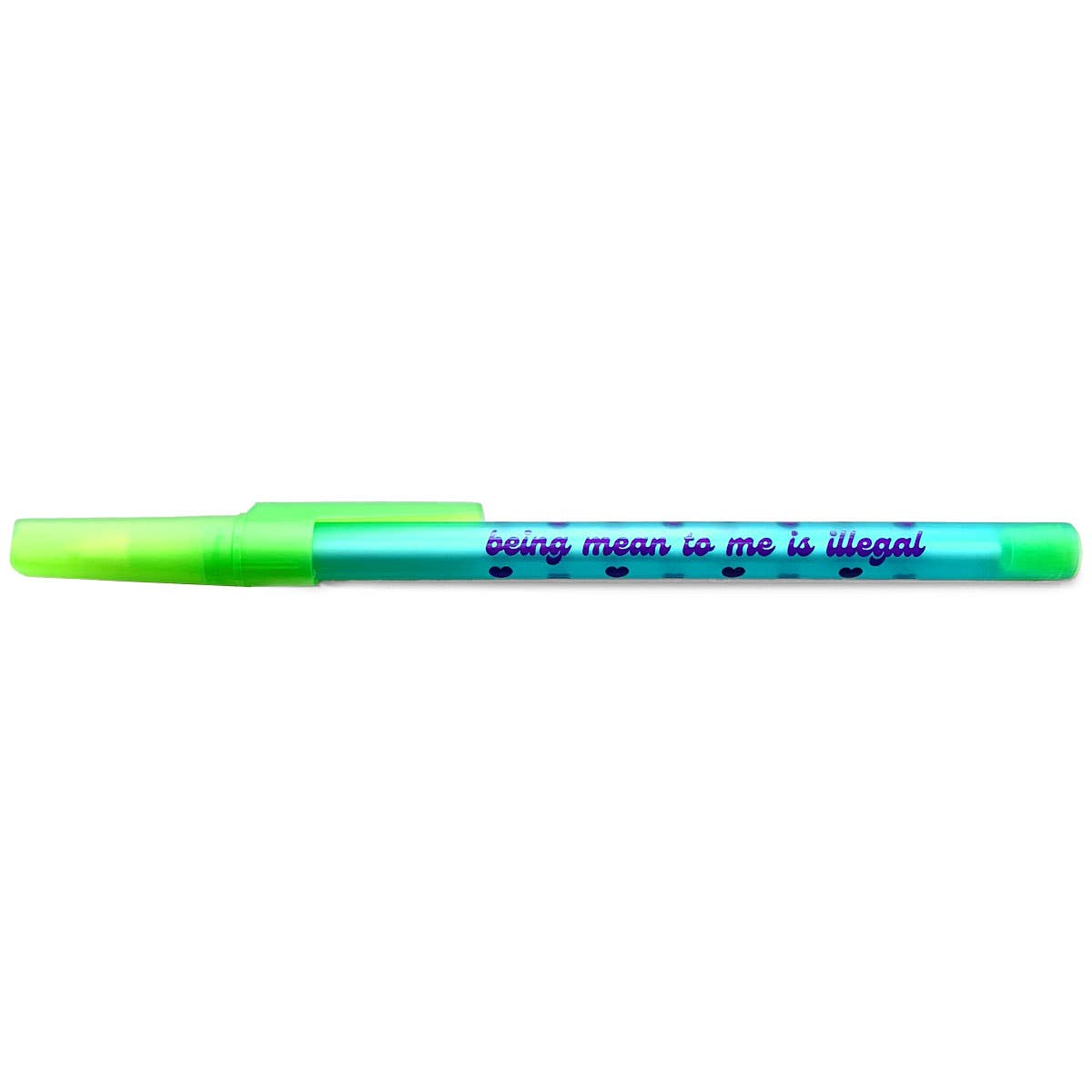 Two highlighters, one green and one blue, with text on a white background.