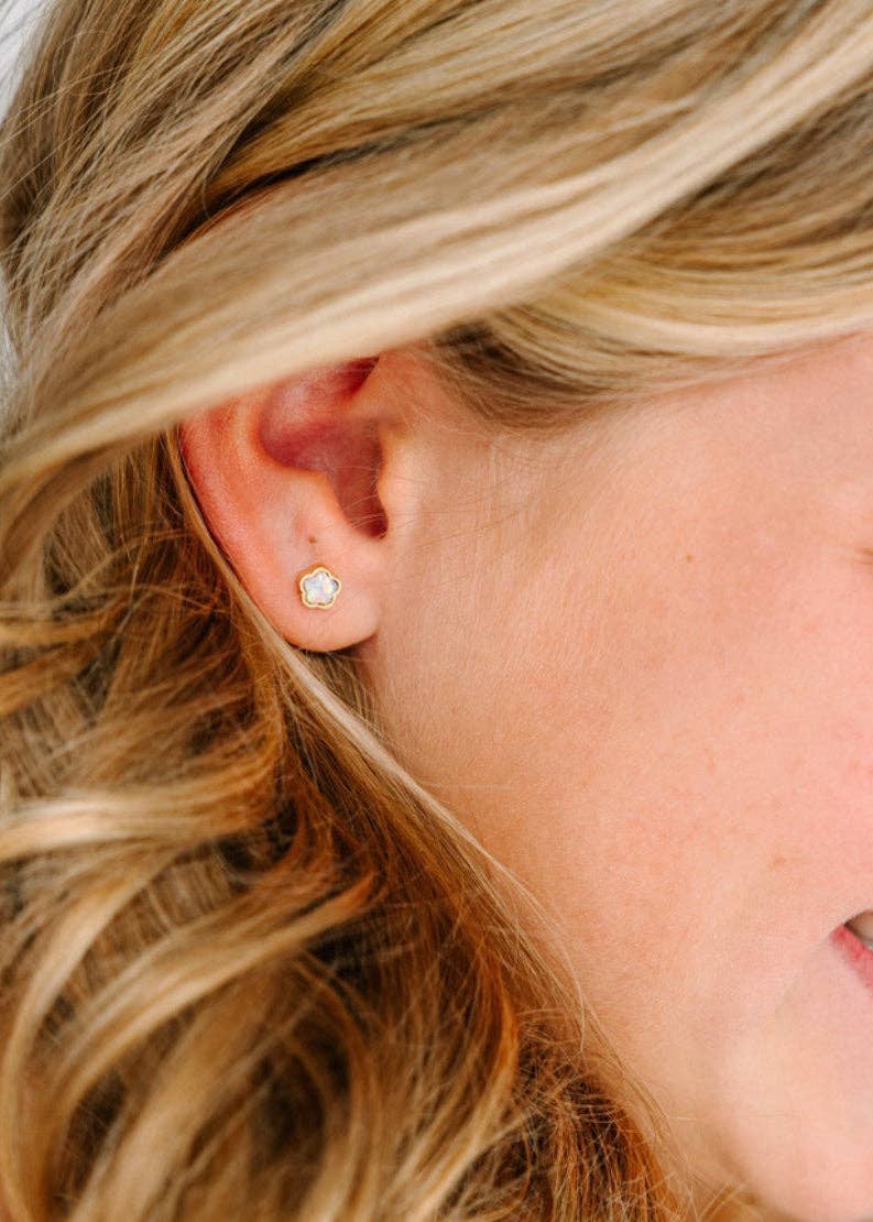 Pierced Co. Flatback Earrings- Flower Opals
