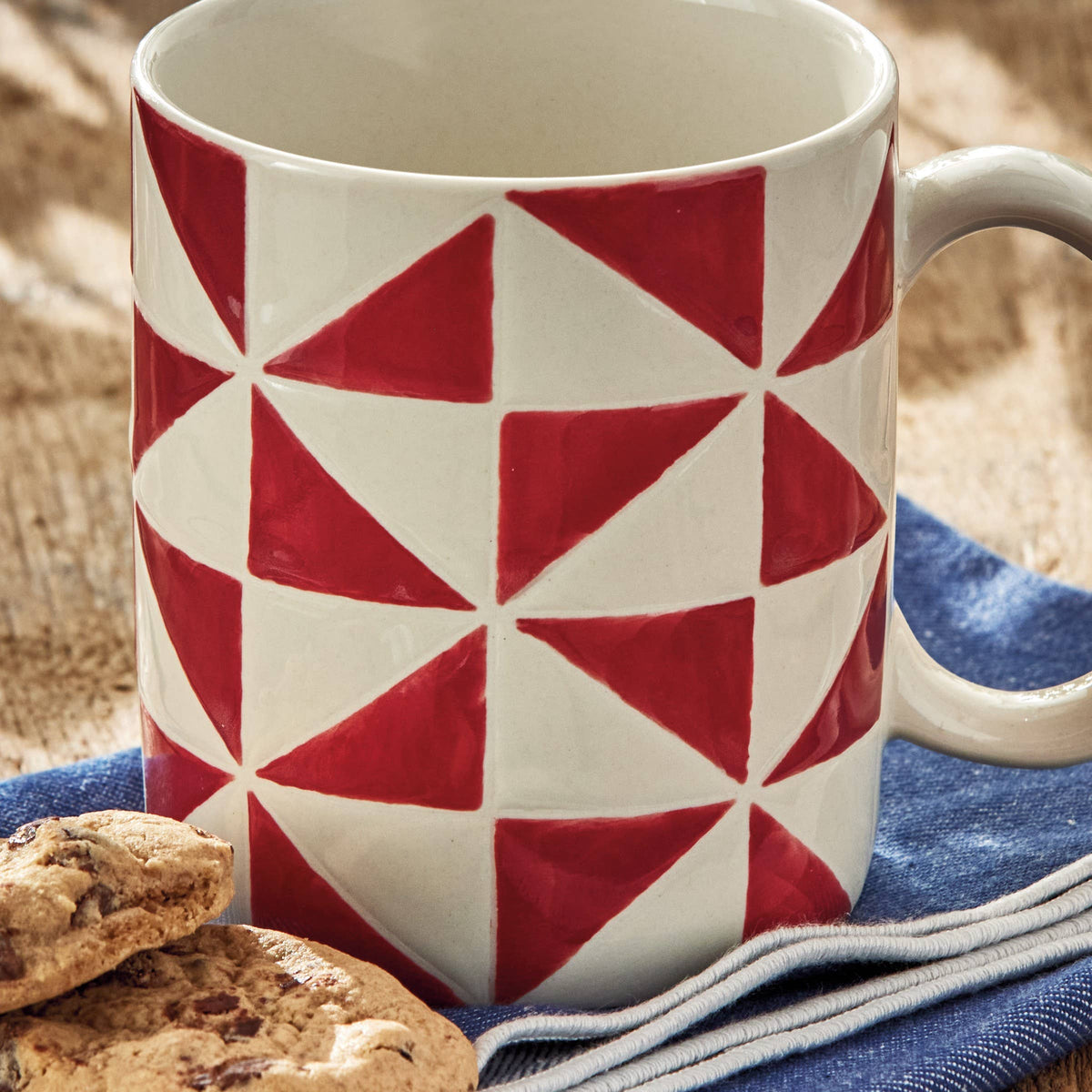 Pinwheel Mug Red Stoneware Summer