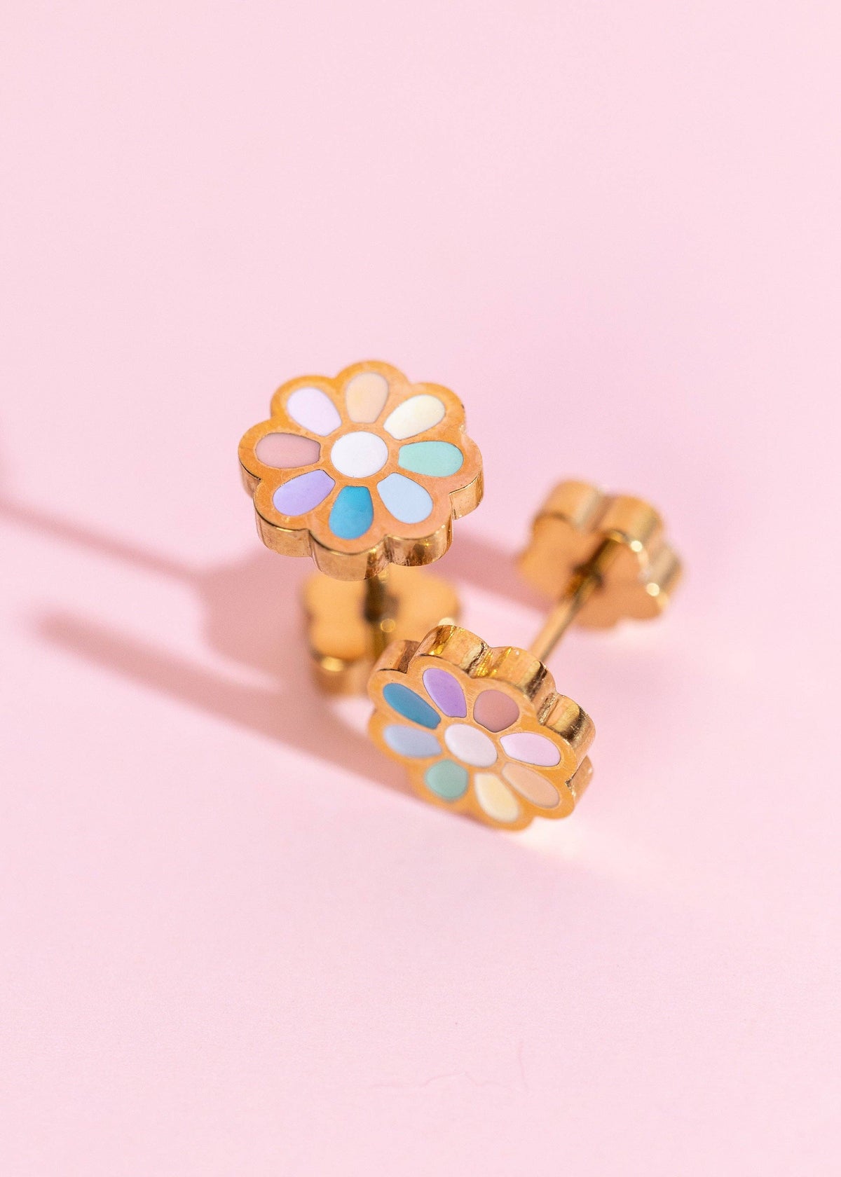 Pierced Co. Flatback Earring-Rainbow Daisy