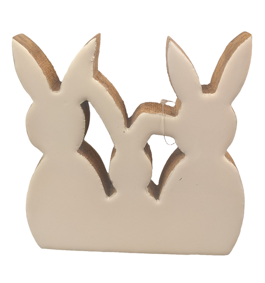 White Enamel Bunny Trio 7x7"