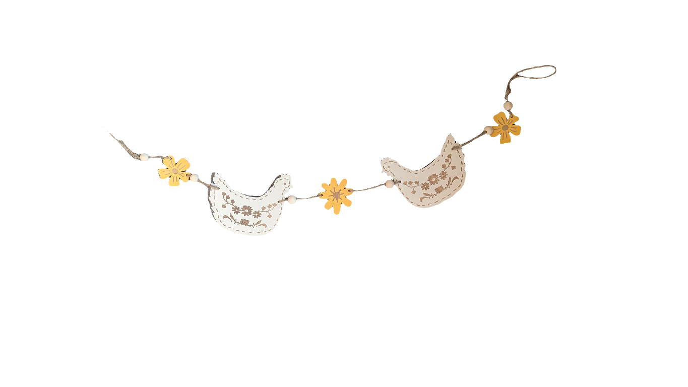 Embossed Flowers and Chickens Garland