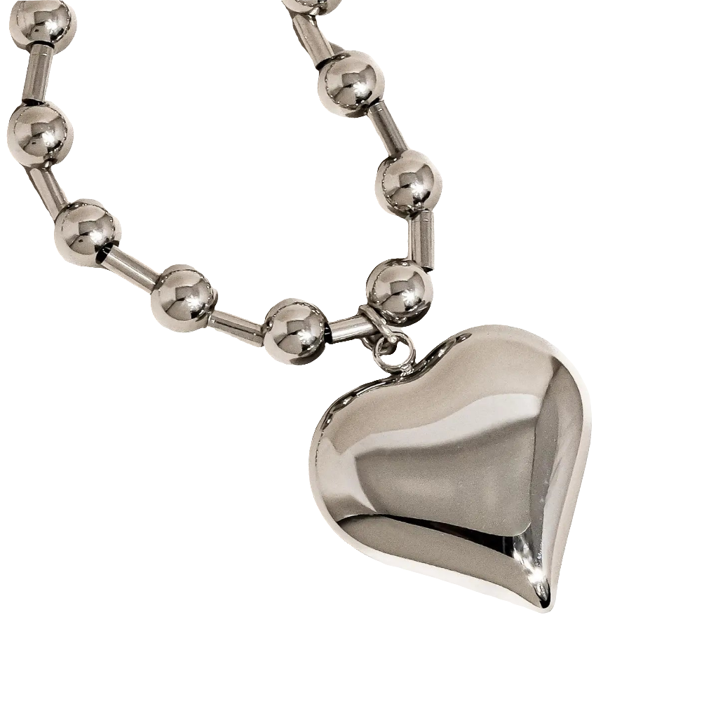 Paris Silver Heart Chain Necklace