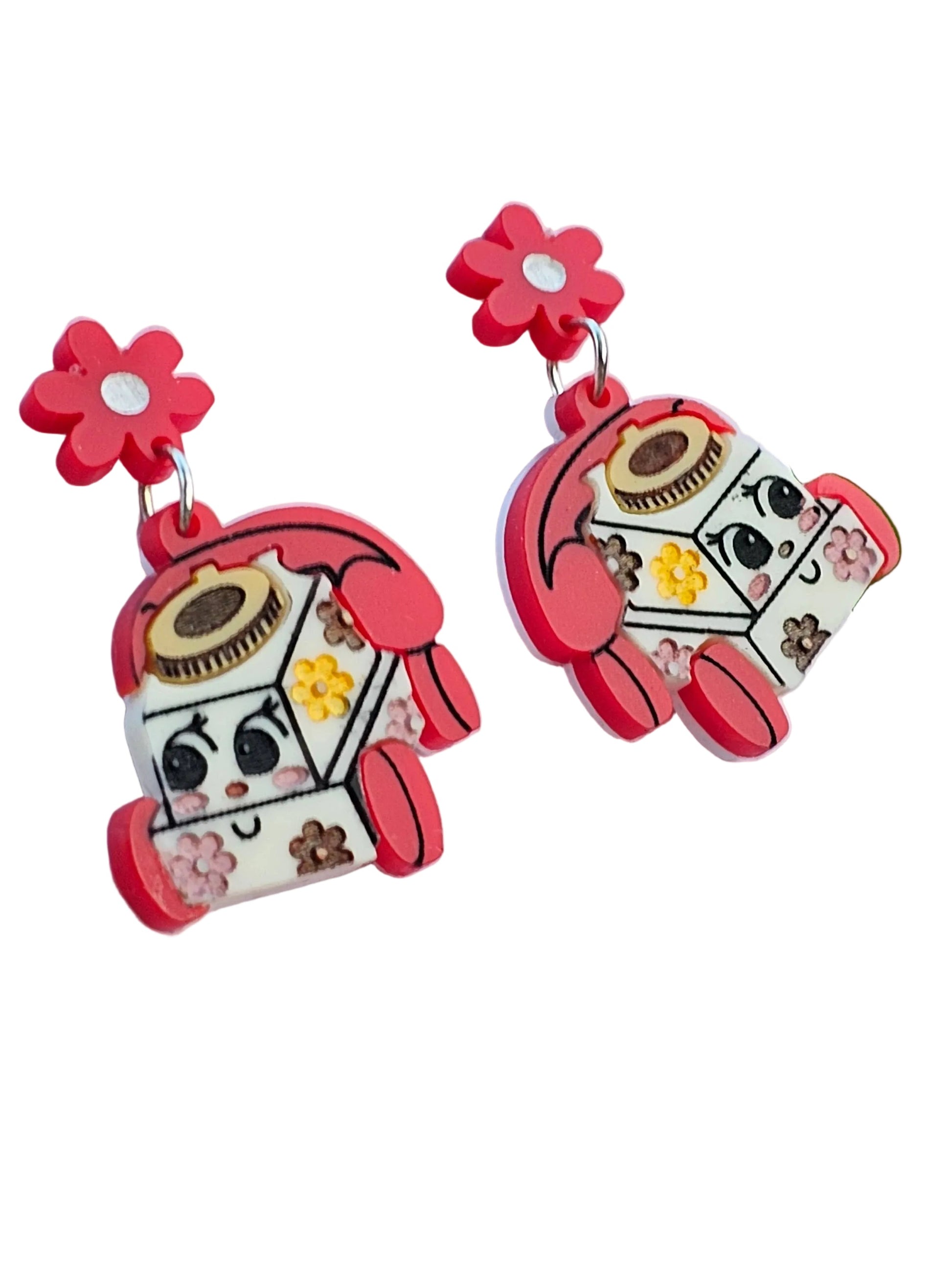 Pair of earrings on a white background