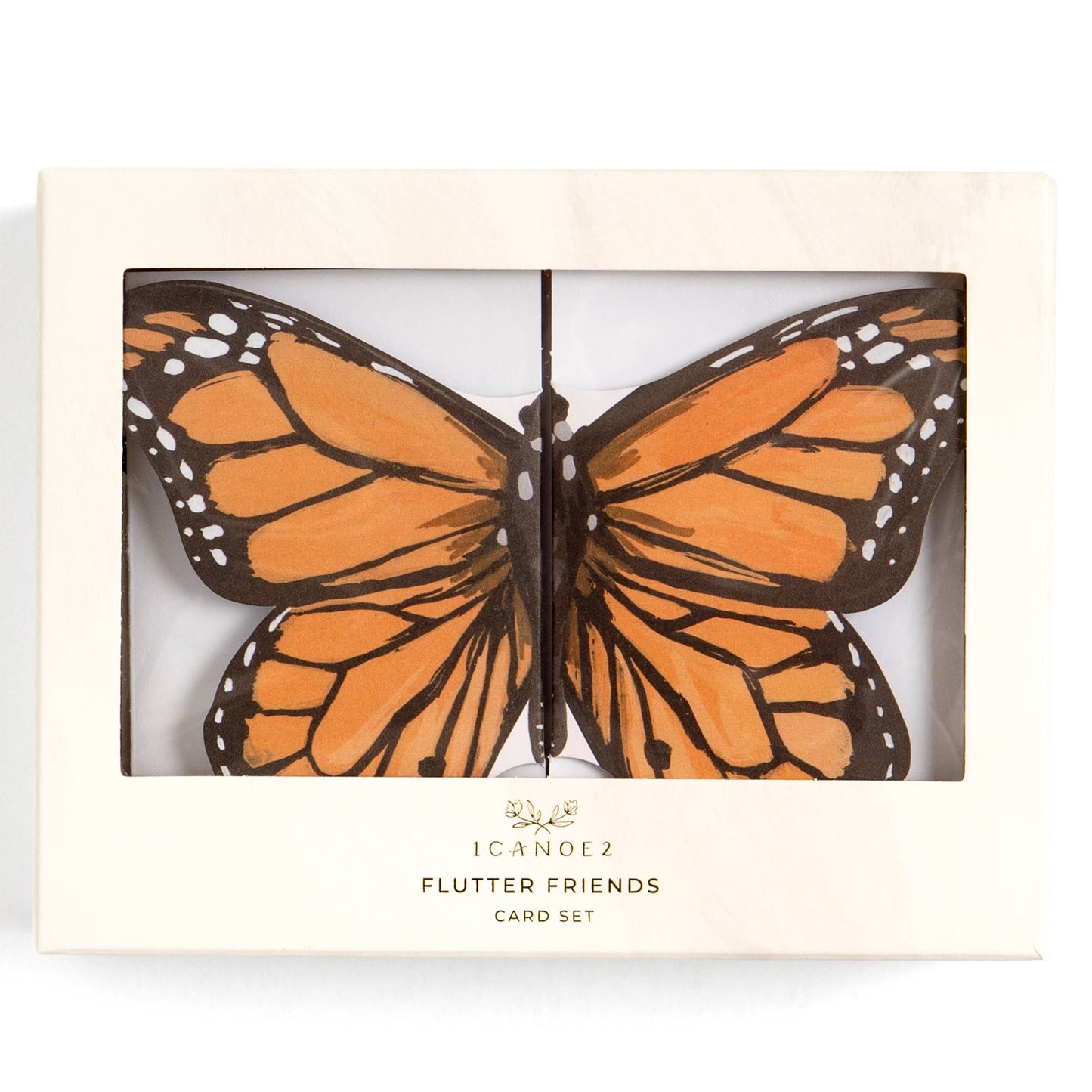 Card set packaging with a butterfly design on a white background