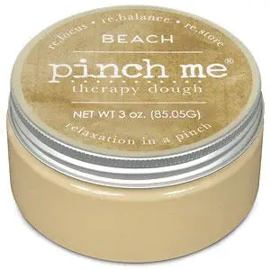 A container of Pinch Me therapy dough in green color with the label 'refresh' on it.