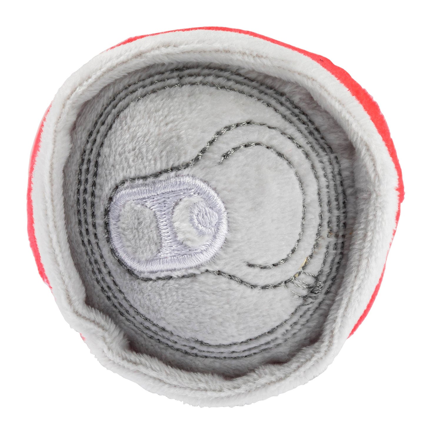 Close-up of a gray fabric roll with a brand logo on a white background