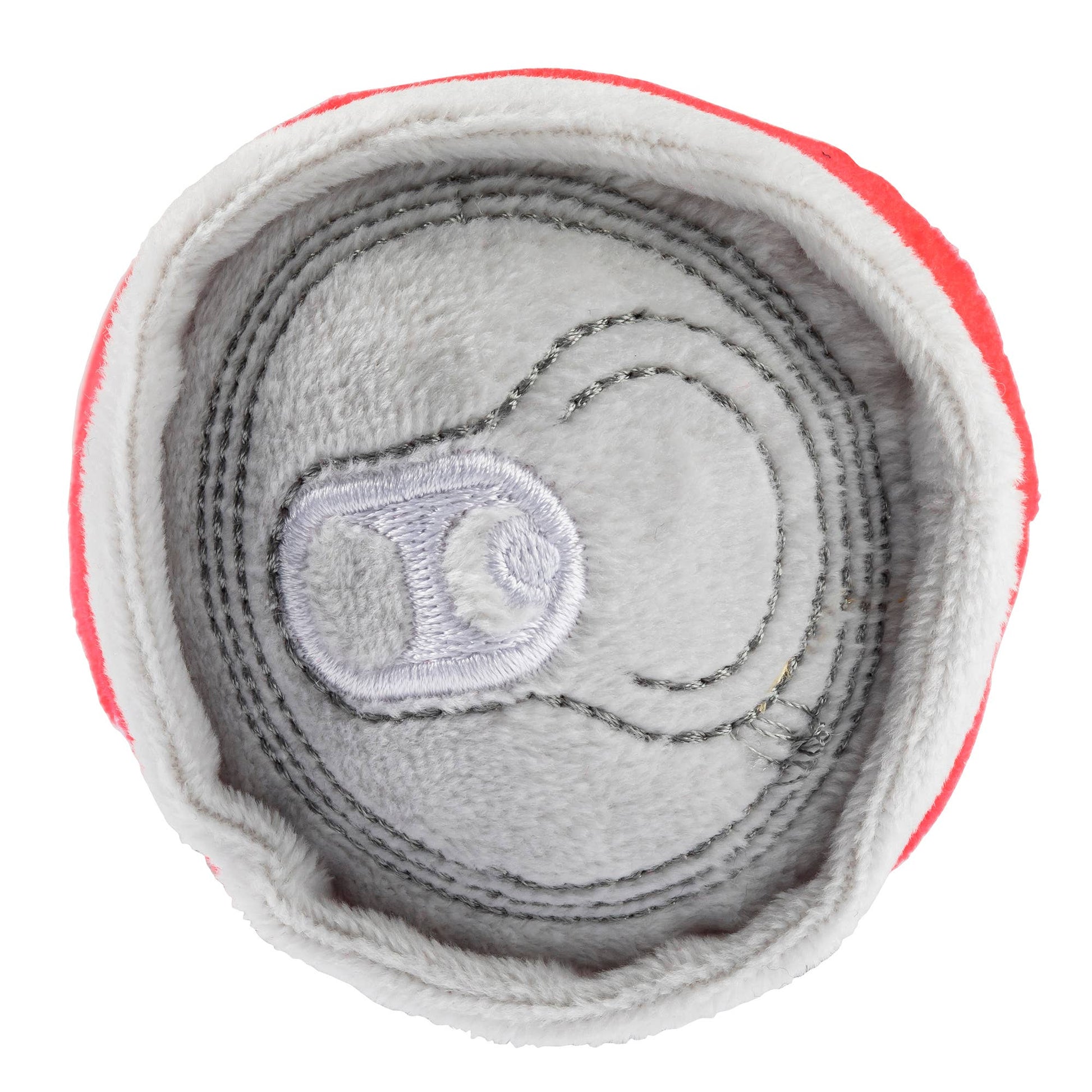 Close-up of a gray fabric roll with a brand logo on a white background