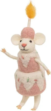 Birthday Cake Felt Mouse Ornament