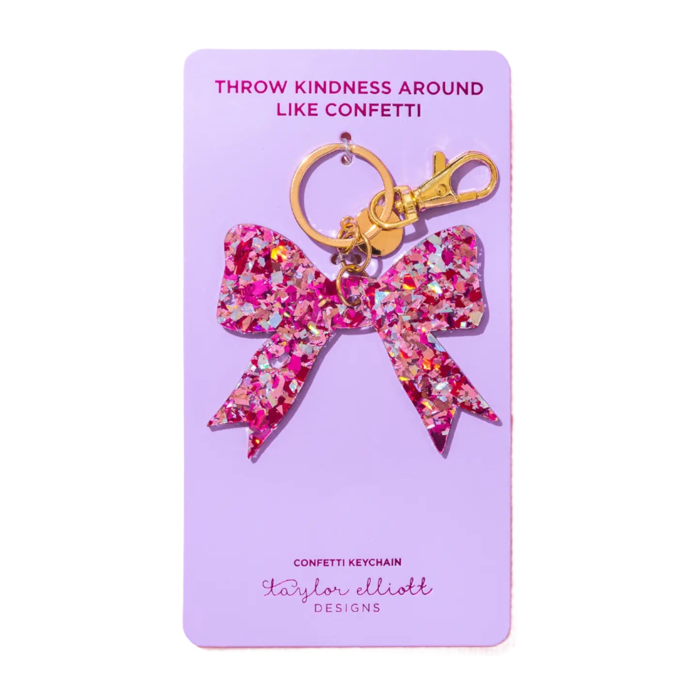 Pink Confetti Bow Keychain