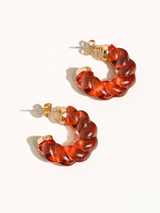 Braided C-Hoop Earrings-Amber