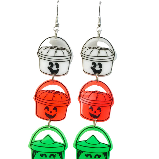 Acrylic Halloween Bucket Earrings
