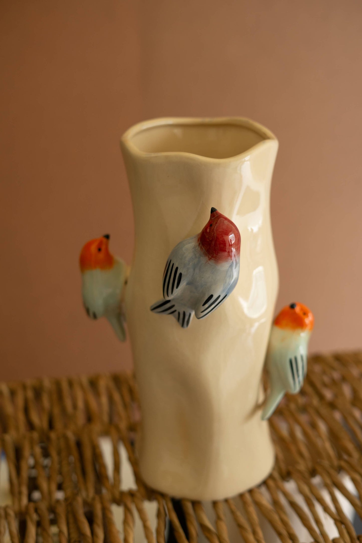 Ceramic Vase with 3D Birds