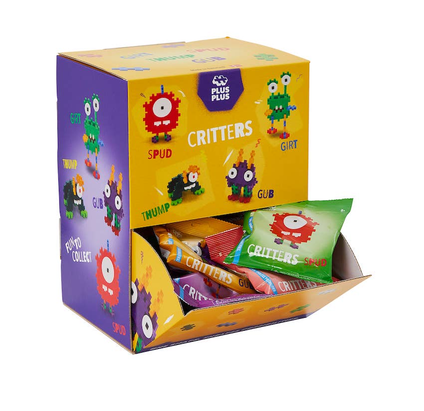 Box of Plus Plus Critters with colorful packaging on a white background