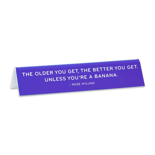 Purple card with humorous quote on a white background