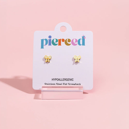 Pierced Co. Flatback Earring-Cream Bow