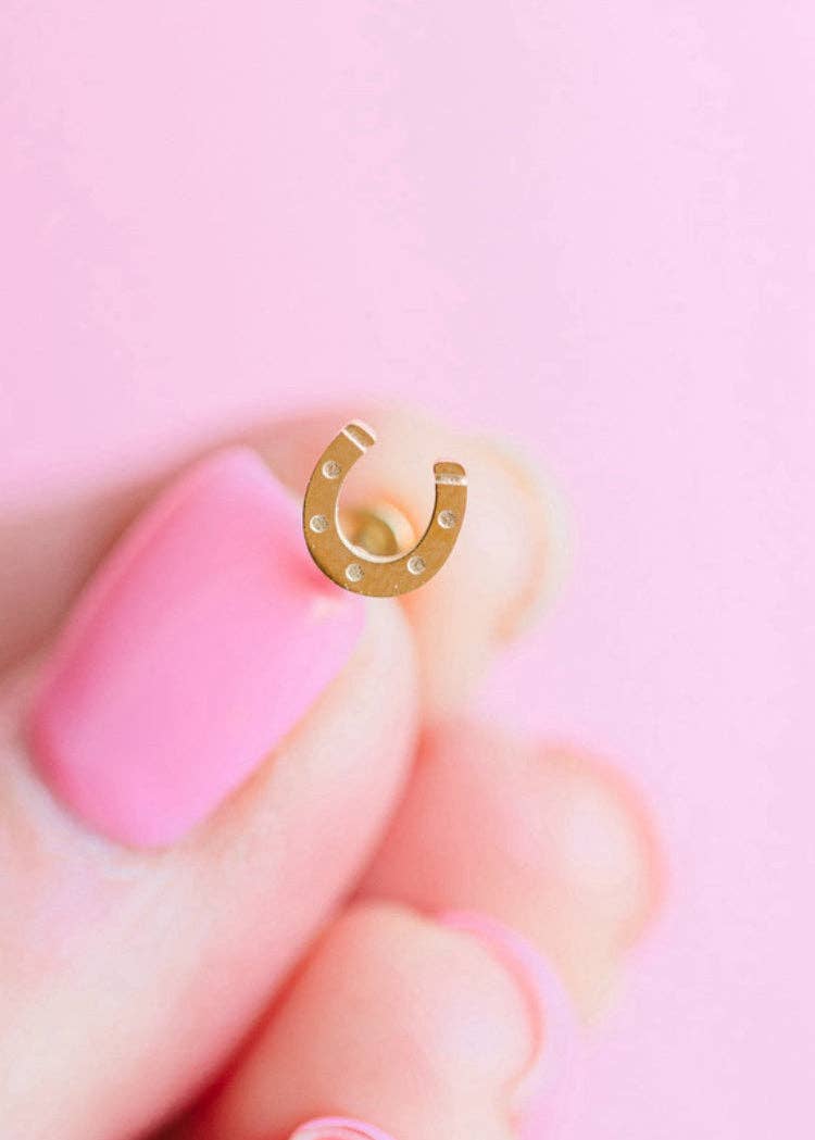 Pierced Co. Flatback Earring-Lucky You Horseshoe