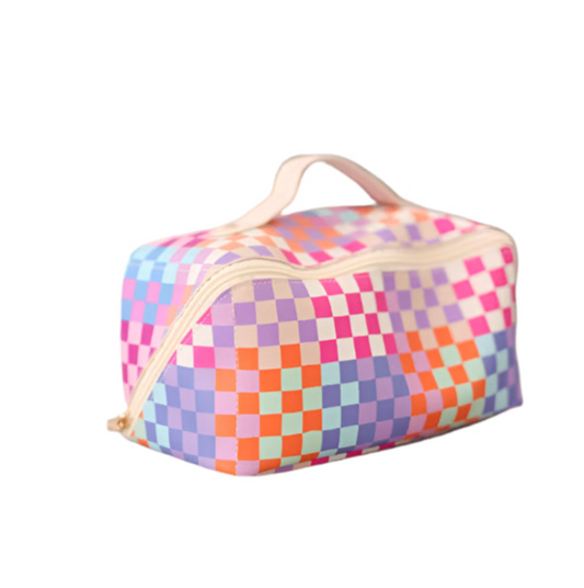 Happy Checkered Hold All Makeup Bag