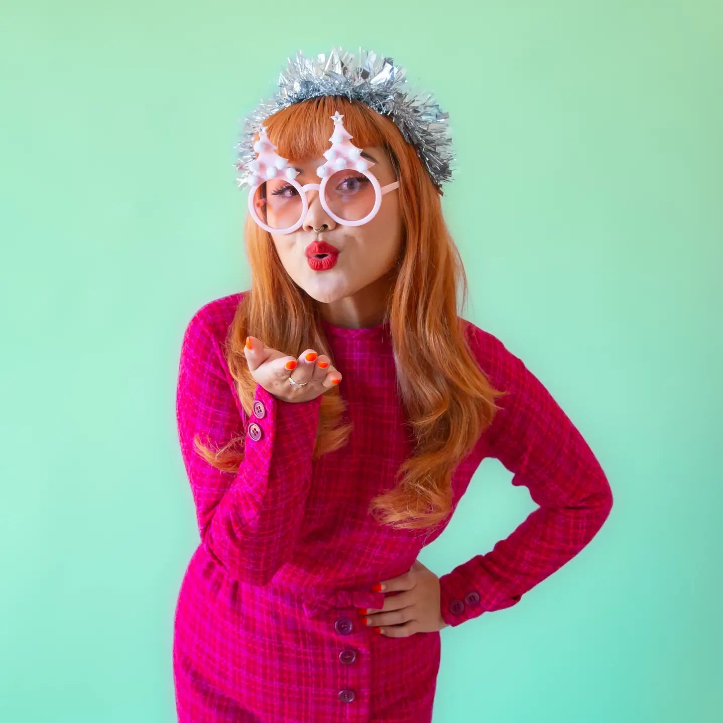 Gold Sparkle Christmas Tree Glasses