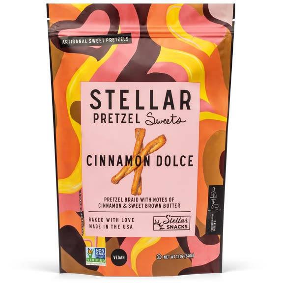 Stellar Pretzel Sweets Cinnamon Dolce packaging with colorful design