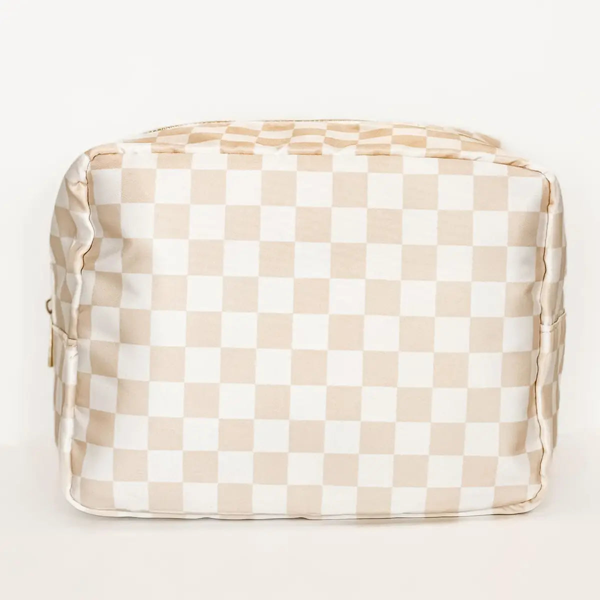 Cream and White Checkered Bag-Large