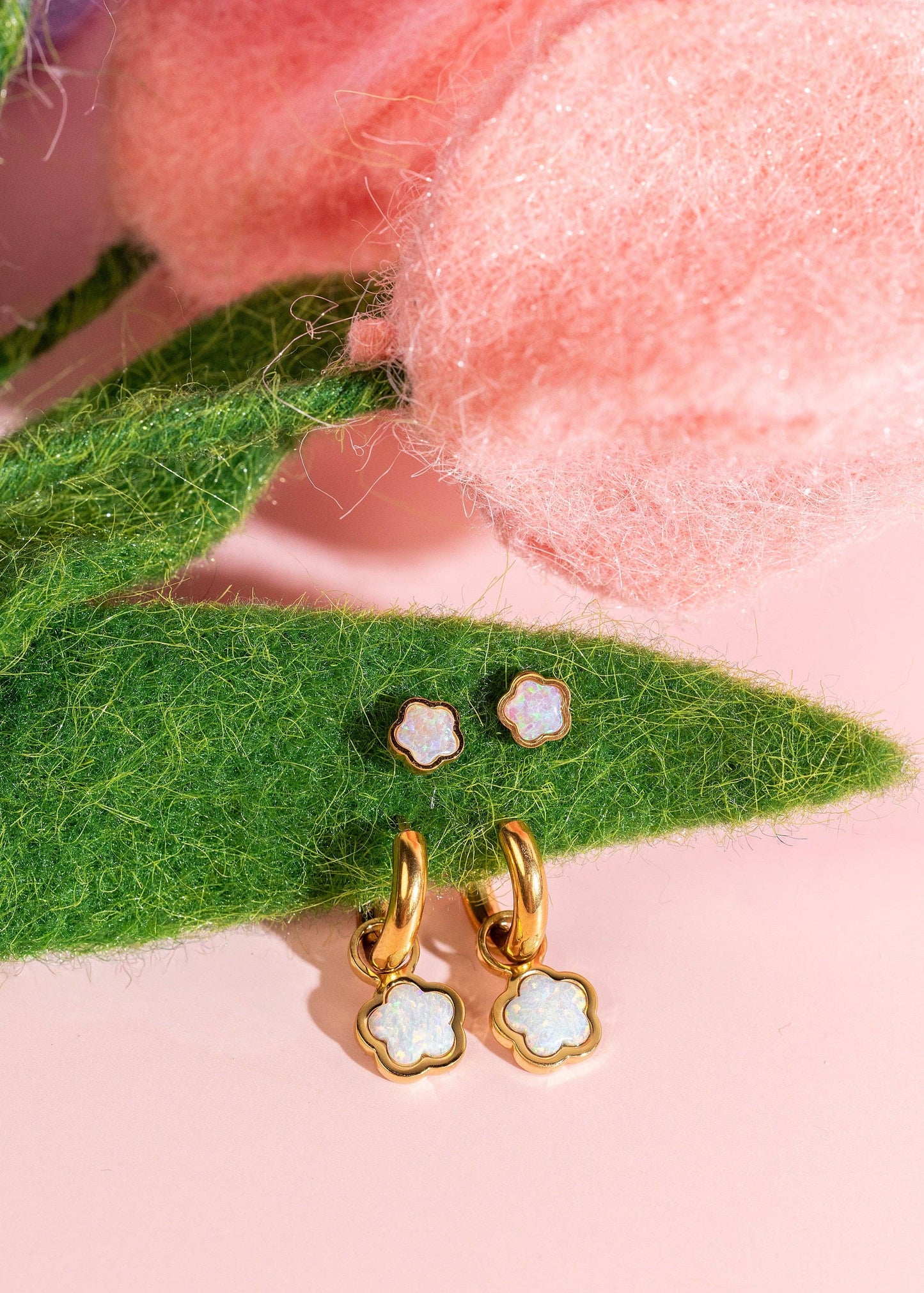 Pierced Co. Flatback Earrings- Flower Opals