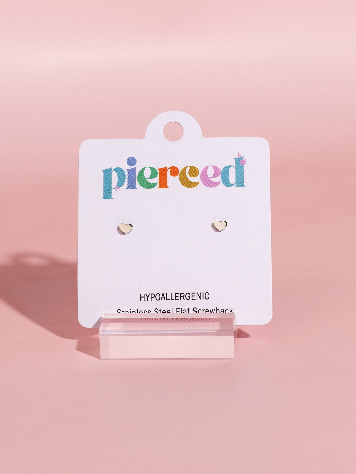 Pierced Co. Flatback Earrings- Tiny Silver Classic Heart