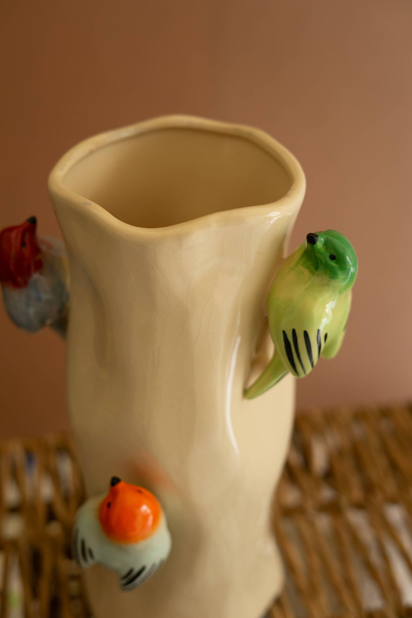 Ceramic Vase with 3D Birds