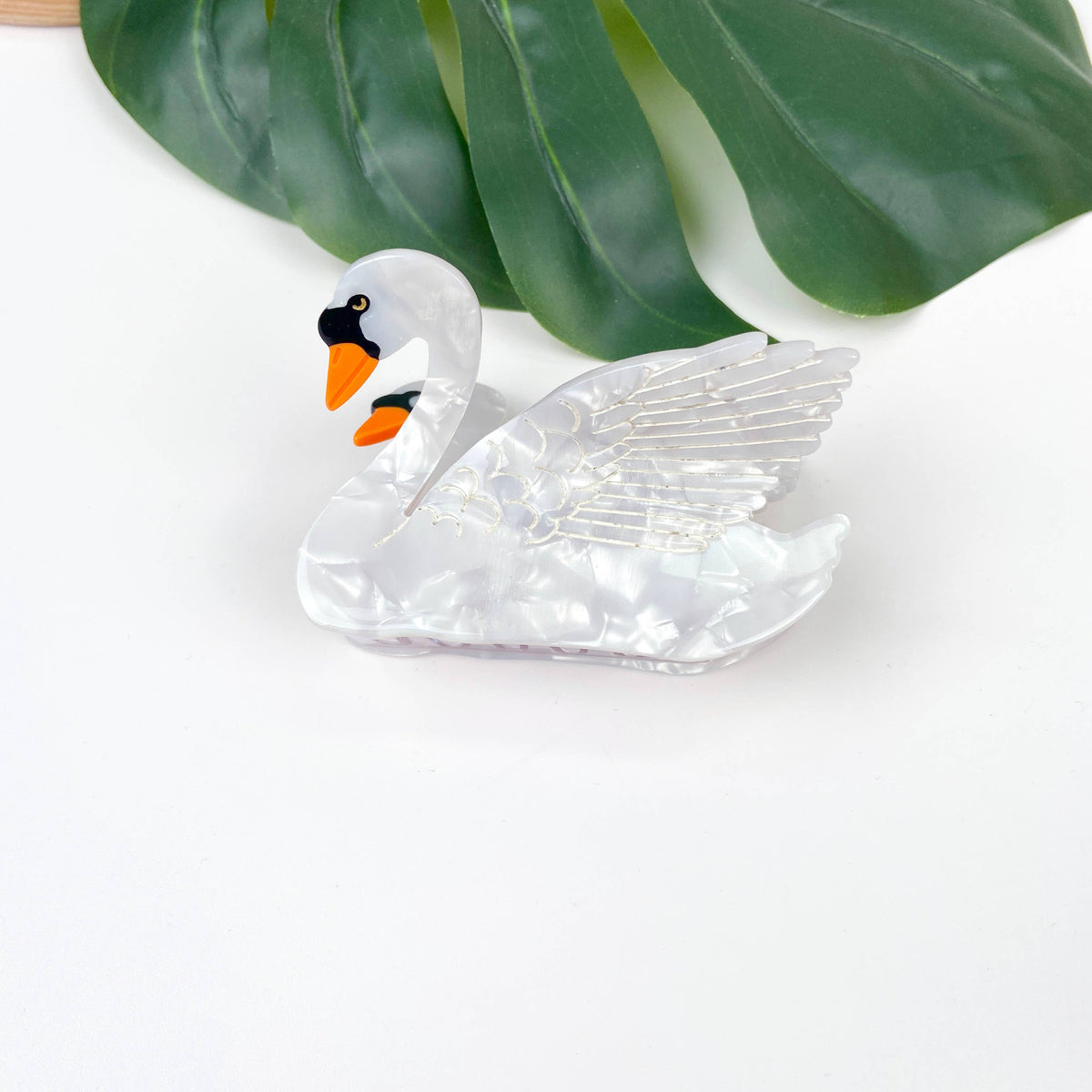 Black And White Swan Hair Claw Clip