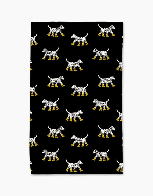 Geometry Tea Towel-Dalmatian in Boots,Black