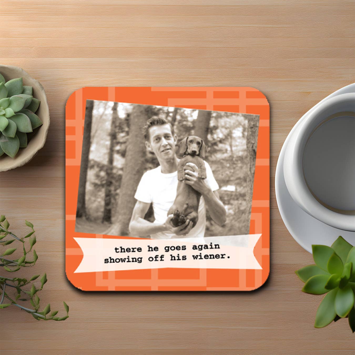 Neoprene Coaster- Showing Off His Wiener