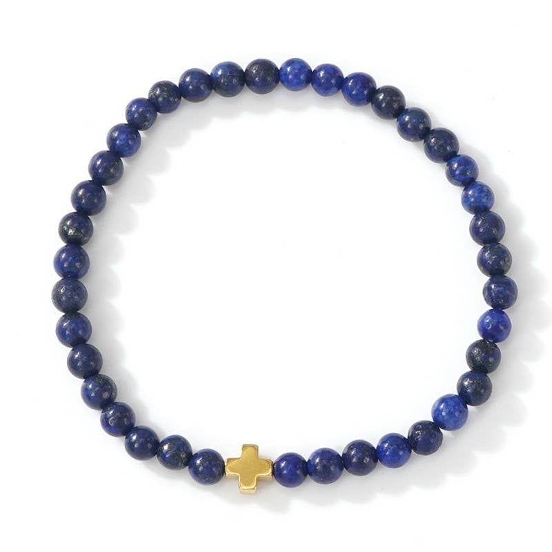 Boho Cross Natural Stone Personalized Bracelet