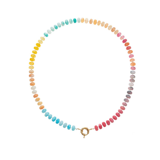 Natural Stone Semi-Precious Glass Mixed Necklace - (Multi Color)