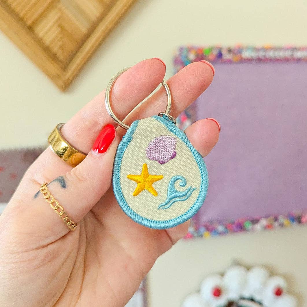 Embroidred Patch Keychain-Just Beachy