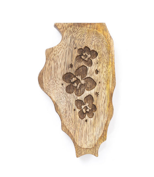 Illinois State Blue Violet Trinket Dish - Mango Wood