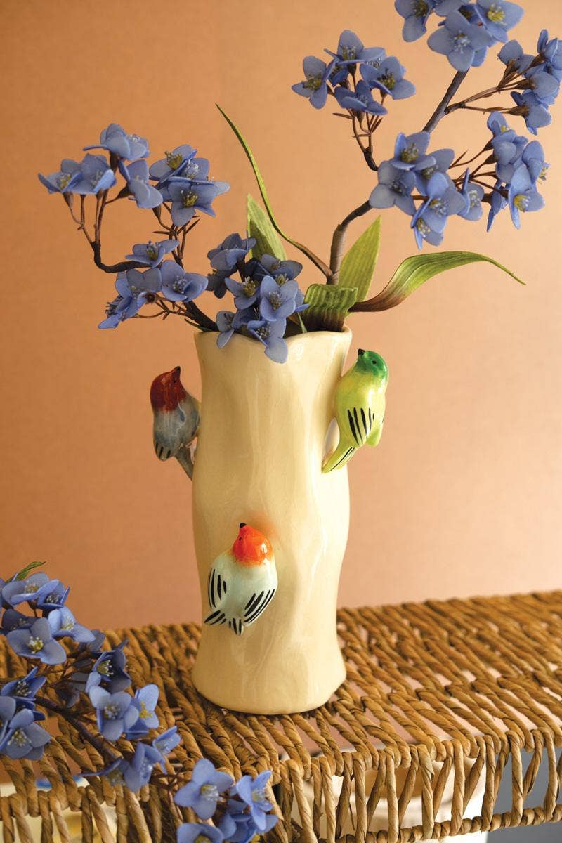 Ceramic Vase with 3D Birds
