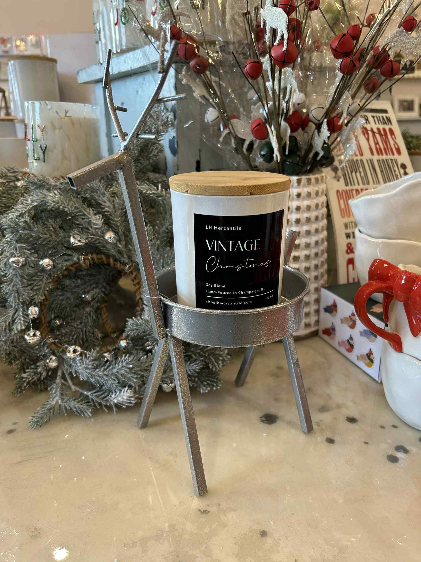 Silver Metal Deer-Large with Tray