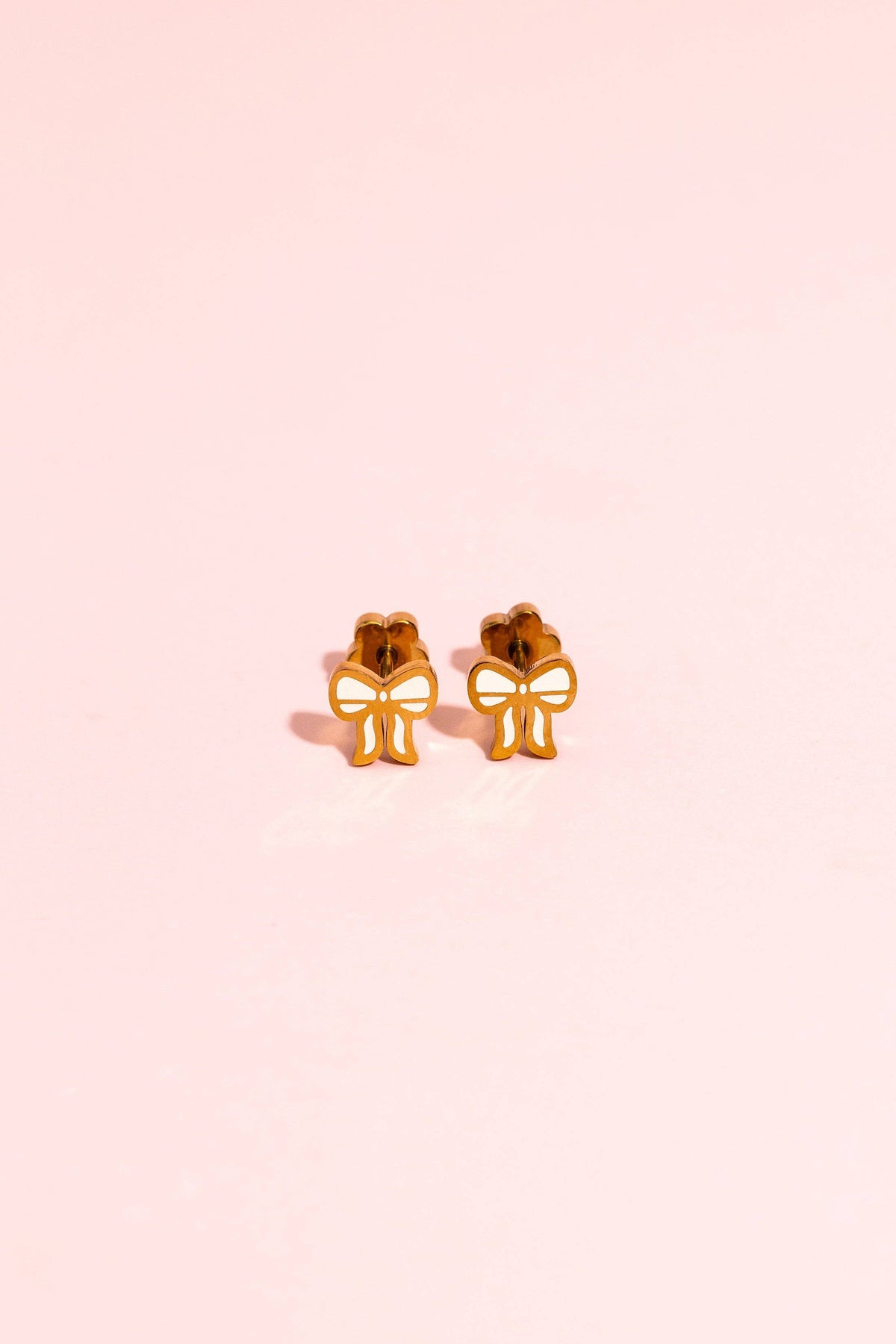 Pierced Co. Flatback Earring-Cream Bow