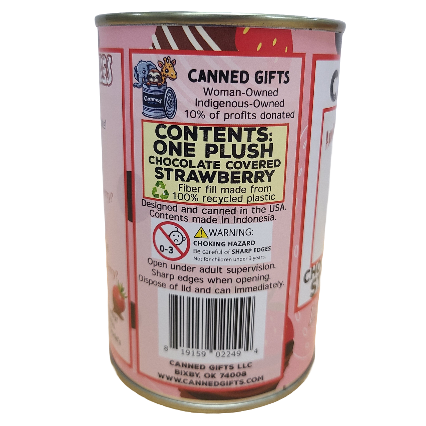 Canned Chocolate Covered Strawberry | Valentine Gift Plush