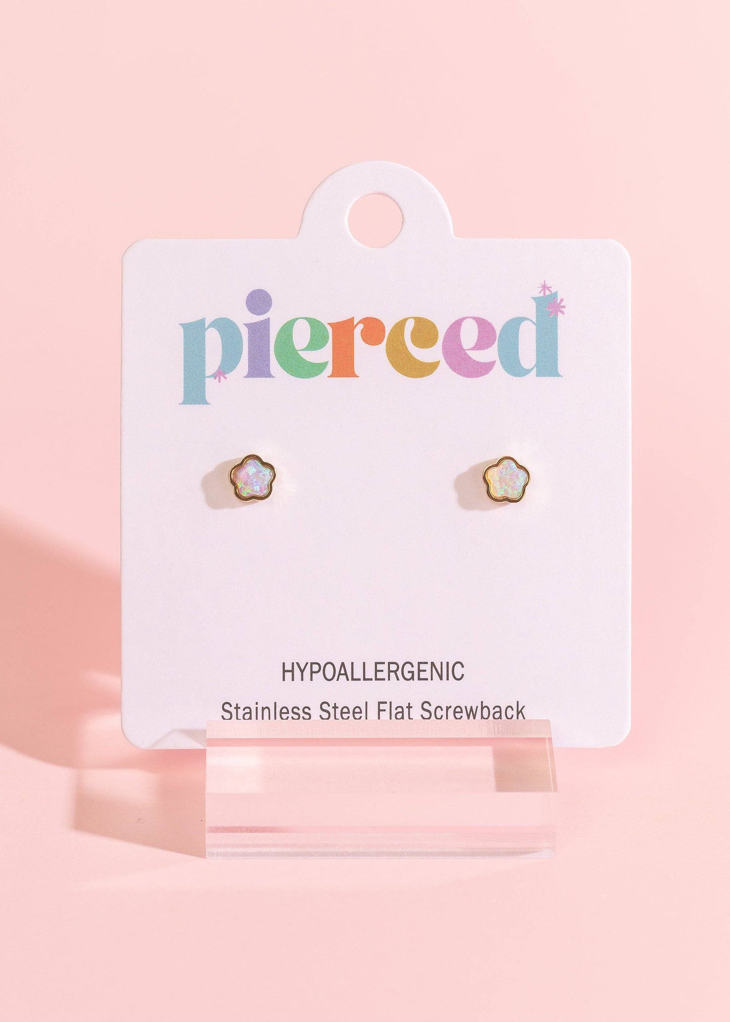 Pierced Co. Flatback Earrings- Flower Opals