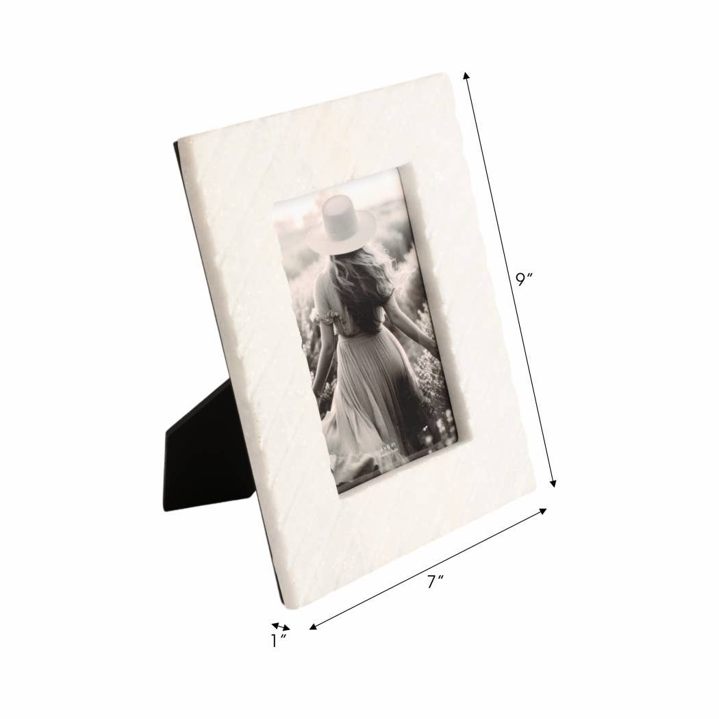 Marble Contemporary Ridged Photo Frame - White, 4x6 in.