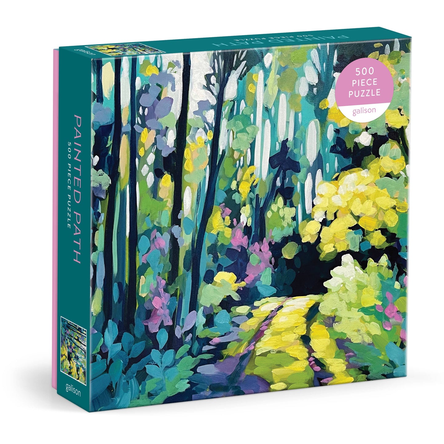 Gallivanque Painted Path 500 piece puzzle box with colorful forest design