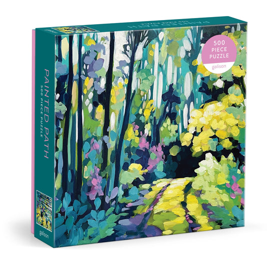 Gallivanque Painted Path 500 piece puzzle box with colorful forest design