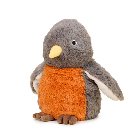 Plush  Robin Warmies with orange belly on a white background
