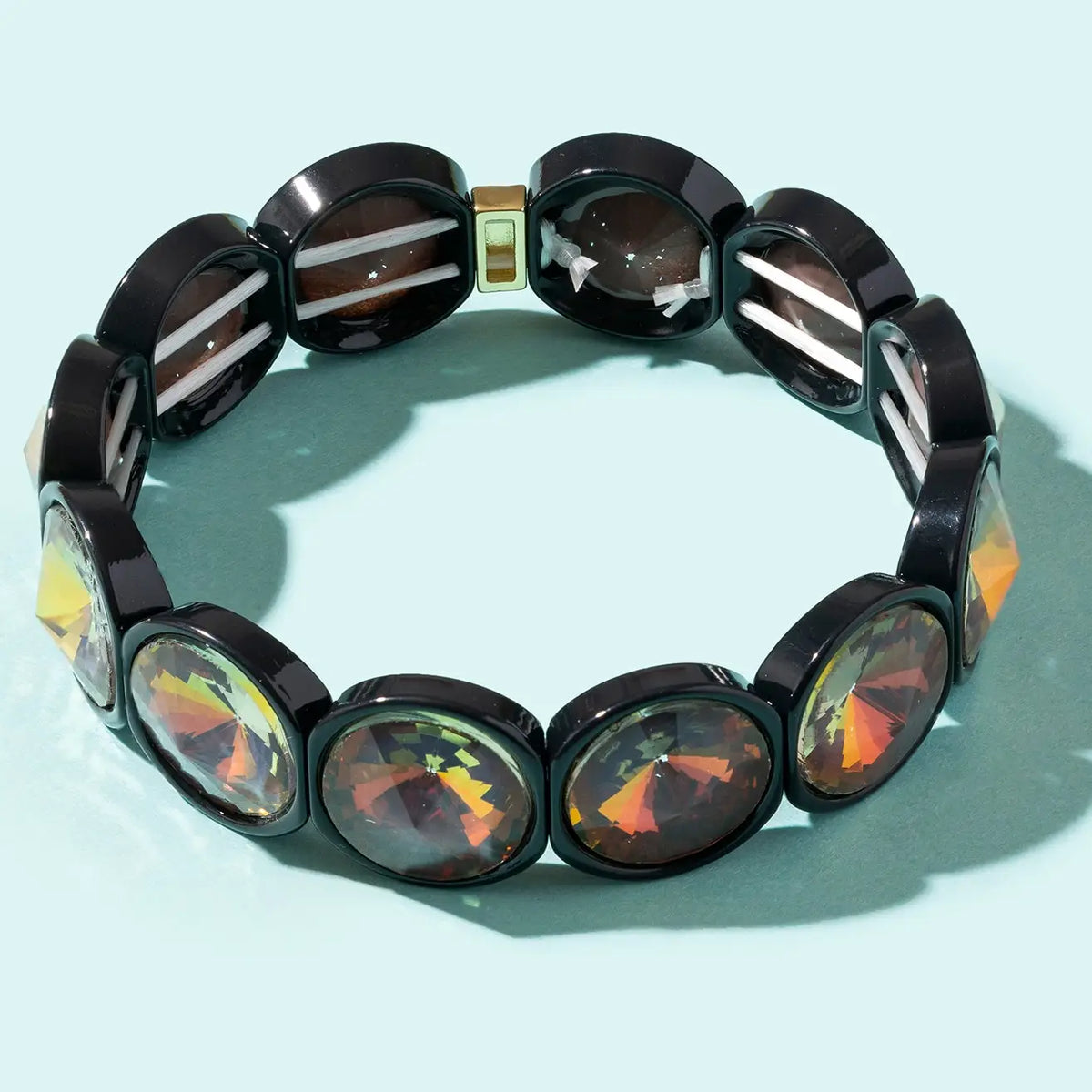 Enamel Stretch Bracelet- Elise Black