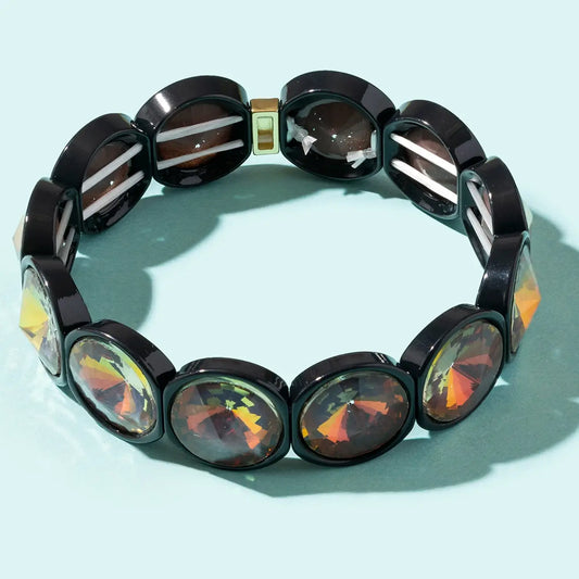 Enamel Stretch Bracelet- Elise Black